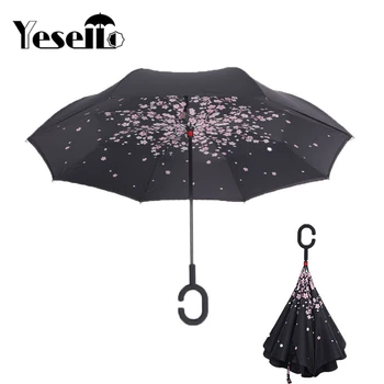 Yesello Cherry Blossom Tree Double Layer UV Proof Windproof Inverted Rolling Over Umbrella With C-Shaped Handle for Car Outdoor
Yesello Cherry Blossom Tree Double Layer UV Proof Windproof Inverted Rolling Over Umbrella With C-Shaped Handle for Car Outdoor