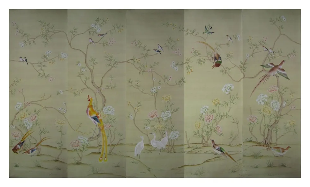 Classic style elegant Hand-painted silk wallpaper painting flowers with birds wallcovering many patterns and background optional
Classic style elegant Hand-painted silk wallpaper painting flowers with birds wallcovering many patterns and background optional