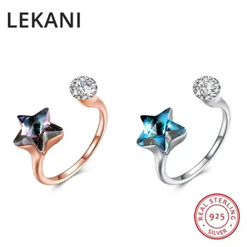 LEKANI Crystals From Swarovski Blue Purple Butterfly Open Rings Adjustable Real S925 Silver Fine Finger Accessories For Women
LEKANI Crystals From Swarovski Blue Purple Butterfly Open Rings Adjustable Real S925 Silver Fine Finger Accessories For Women