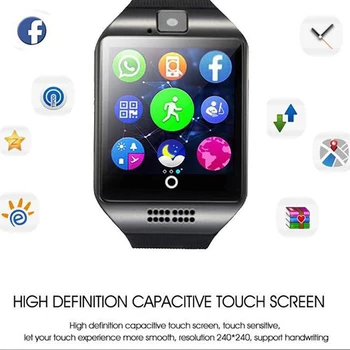 Multi-function Bluetooth Q18 Smart Watch With Touch Screen Waterproof + SIM Camera Digital Phone Wristwatches For Android IOS 
Multi-function Bluetooth Q18 Smart Watch With Touch Screen Waterproof + SIM Camera Digital Phone Wristwatches For Android IOS