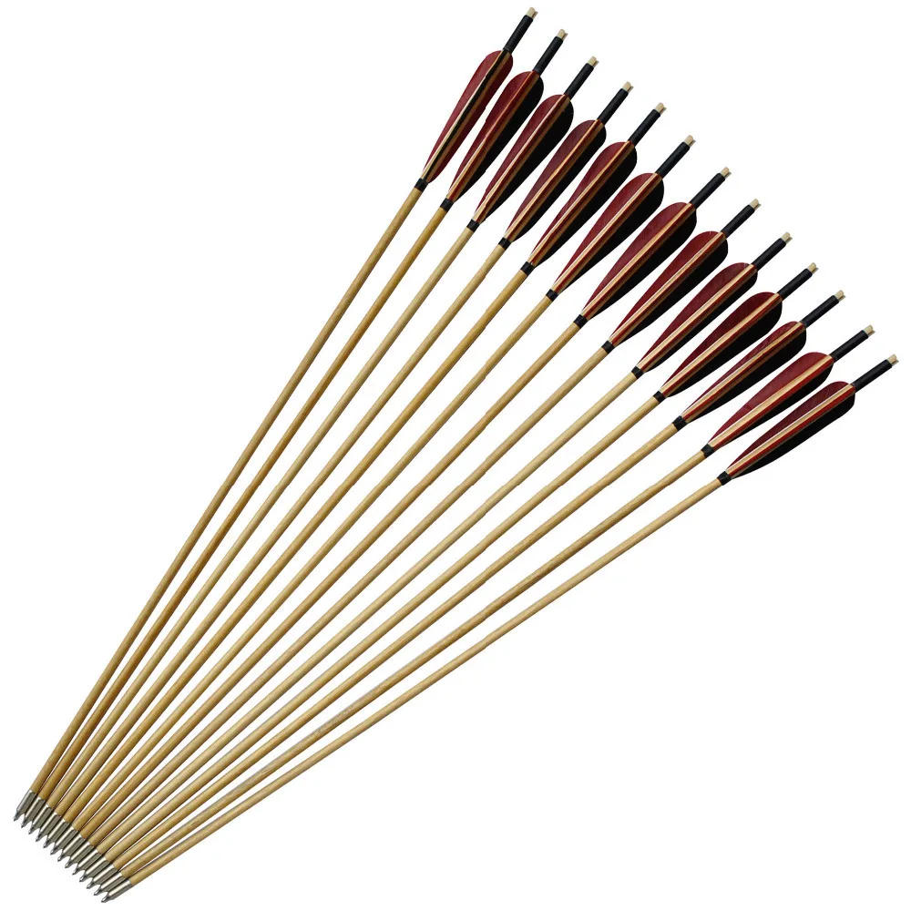 33.5 Inches Diameter 8mm Spine 500 Wooden Archery Arrow for Hunting Shooting Recurve / Compound Bow Iron Arrowhead Fletching
33.5 Inches Diameter 8mm Spine 500 Wooden Archery Arrow for Hunting Shooting Recurve / Compound Bow Iron Arrowhead Fletching