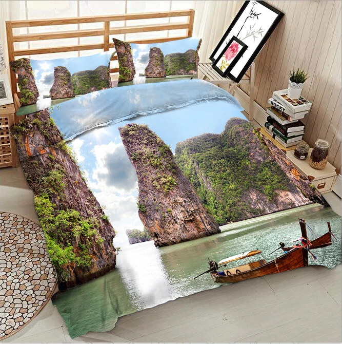 Three Peaks in the Water and Boats 3d effect photo bed linen can be customized photo pattern
Three Peaks in the Water and Boats 3d effect photo bed linen can be customized photo pattern