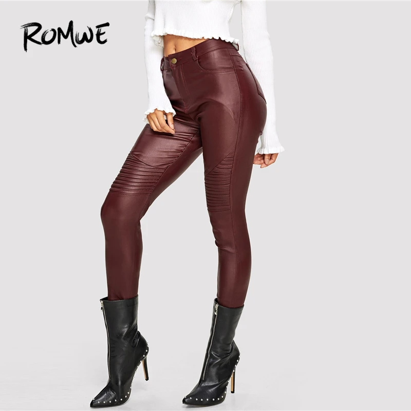 ROMWE Pu Skinny Pants 2019 Posh Spring Autumn High Waist Long Pants Burgundy New Design Zipper Fly Button Women Trousers
ROMWE Pu Skinny Pants 2019 Posh Spring Autumn High Waist Long Pants Burgundy New Design Zipper Fly Button Women Trousers