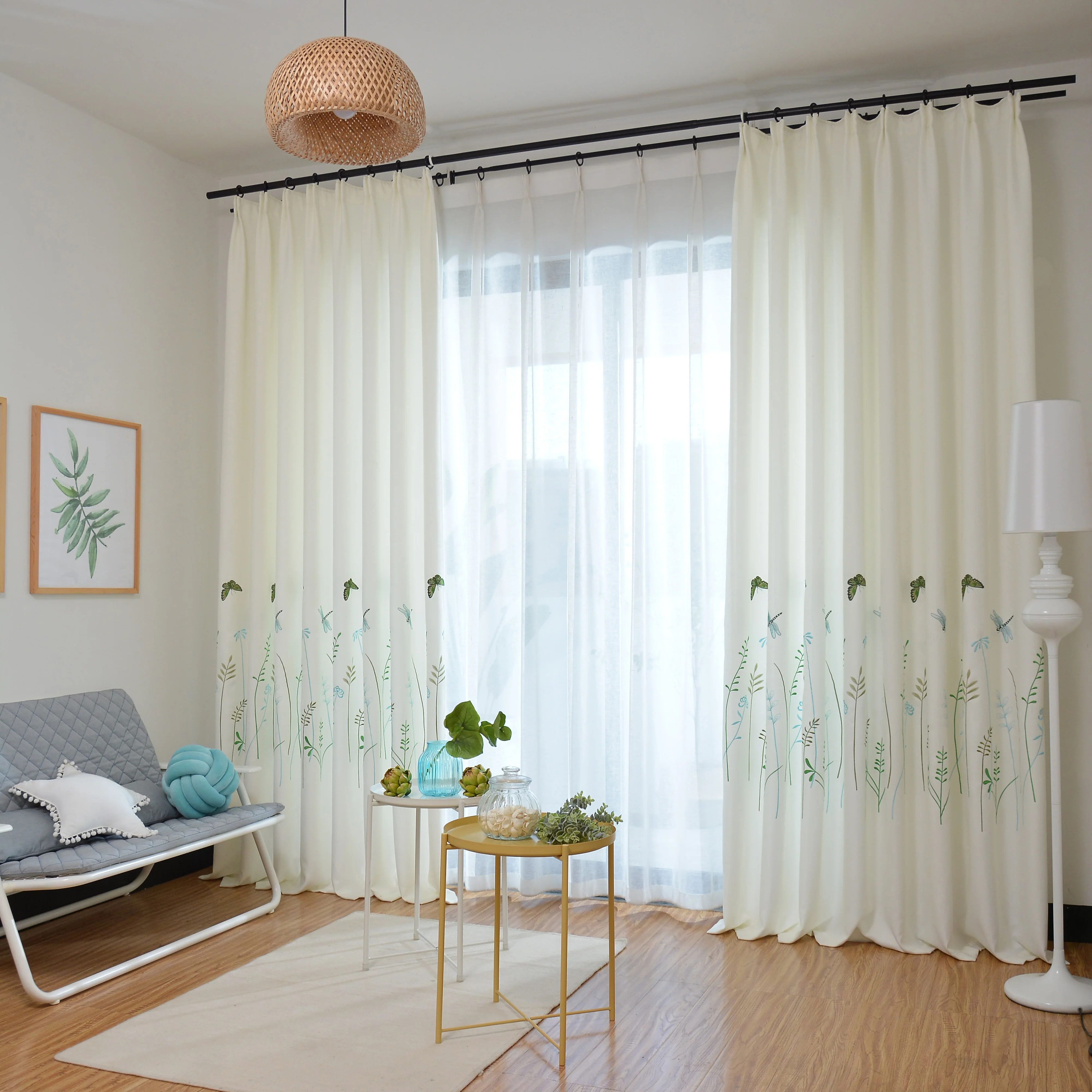 Simple Style Blackout Curtains for Living Room Cotton and Linen Window Curtains Green Plant Butterfly Embroidered Cloth Curtain
Simple Style Blackout Curtains for Living Room Cotton and Linen Window Curtains Green Plant Butterfly Embroidered Cloth Curtain