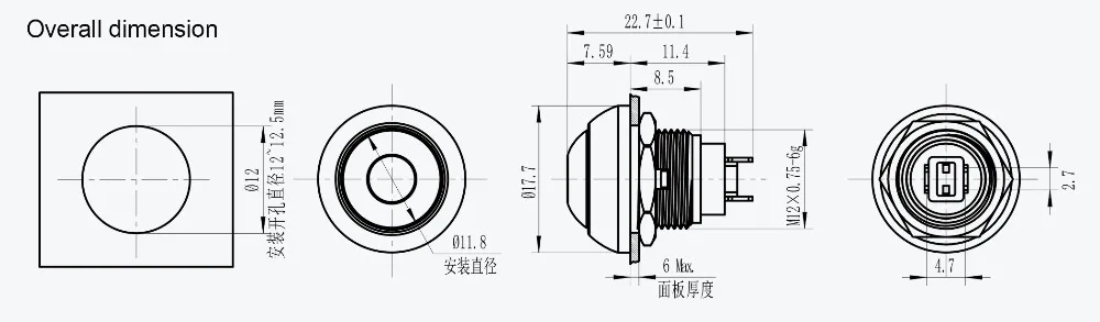 overall dimension mp012p
