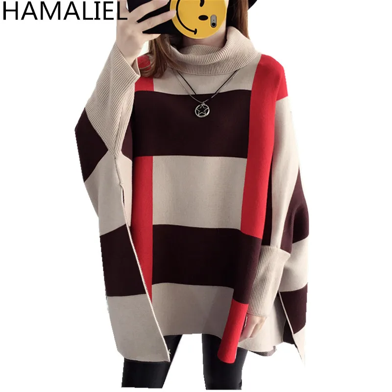 HAMALIEL Oversize Autumn Winter Turtleneck Poncho Knitting Sweater 2018 Cloak Long Batwing Sleeve Plaid Cppe Loose Pullovers
HAMALIEL Oversize Autumn Winter Turtleneck Poncho Knitting Sweater 2018 Cloak Long Batwing Sleeve Plaid Cppe Loose Pullovers