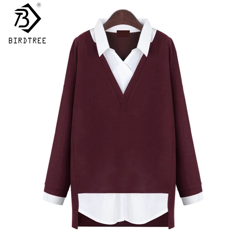 2019 New Women T Shirt Fake Two Pieces Irregular Patchwork Long Sleeve Casual Turn-down Collar Casual Top Plus Size 4XL T8D738C
2019 New Women T Shirt Fake Two Pieces Irregular Patchwork Long Sleeve Casual Turn-down Collar Casual Top Plus Size 4XL T8D738C