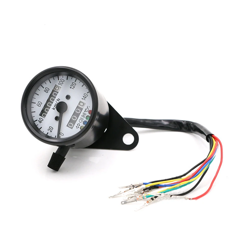 CAFE RACER 60MM Stainless mechanical odometer speedometer Black Face / White LED with indicator lights 0-140KM/H
CAFE RACER 60MM Stainless mechanical odometer speedometer Black Face / White LED with indicator lights 0-140KM/H