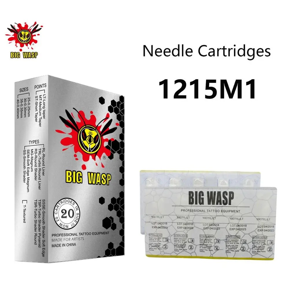 BIGWASP 1215M1 Tattoo Needle Cartridges #12 Standard 0.35mm 15 Single Stack Magnum 15M1 for Cartridge Tattoo Machines 20Pcs
BIGWASP 1215M1 Tattoo Needle Cartridges #12 Standard 0.35mm 15 Single Stack Magnum 15M1 for Cartridge Tattoo Machines 20Pcs