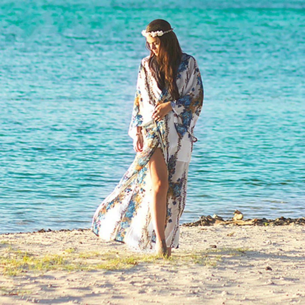 Bsubseach Summer Floral Print Kimono Feminino V-neck Beach Bathing Suit Cover Ups Women Elagant Long Sleeve Playa De La Mujer
Bsubseach Summer Floral Print Kimono Feminino V-neck Beach Bathing Suit Cover Ups Women Elagant Long Sleeve Playa De La Mujer