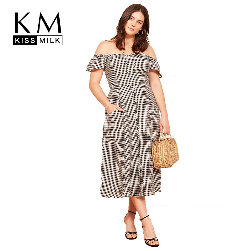 Женское платье Kissmilk винтажное платье-миди с коротким рукавом вырезом лодочкой и