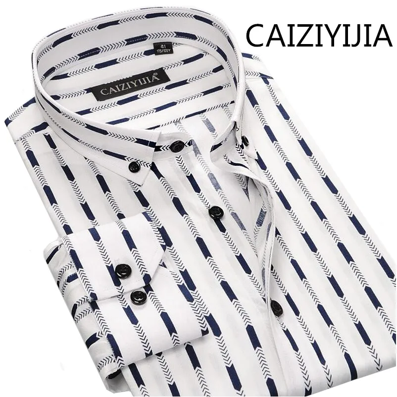 CAIZIYIJIA Autumn England Style Mens Casual Silm fit Long Sleeve Printed Shirts Imported-china Cotton Striped Camisa Masculina
CAIZIYIJIA Autumn England Style Mens Casual Silm fit Long Sleeve Printed Shirts Imported-china Cotton Striped Camisa Masculina