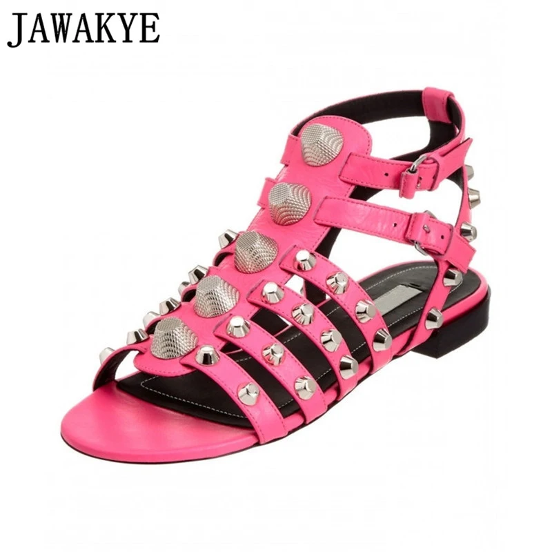 Summer Gladiator Sandals Women Real Leather Cut Outs Rivets Decor Flat Sandals Rome Narrow Band Buckle Ladies Sandals Plus Size
Summer Gladiator Sandals Women Real Leather Cut Outs Rivets Decor Flat Sandals Rome Narrow Band Buckle Ladies Sandals Plus Size