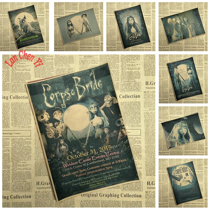 Tim Burton's Corpse Bride Vintage Cartoon Anime Kraft Paper Poster Living Room Dining Wall Decorative Paintings
Tim Burton's Corpse Bride Vintage Cartoon Anime Kraft Paper Poster Living Room Dining Wall Decorative Paintings