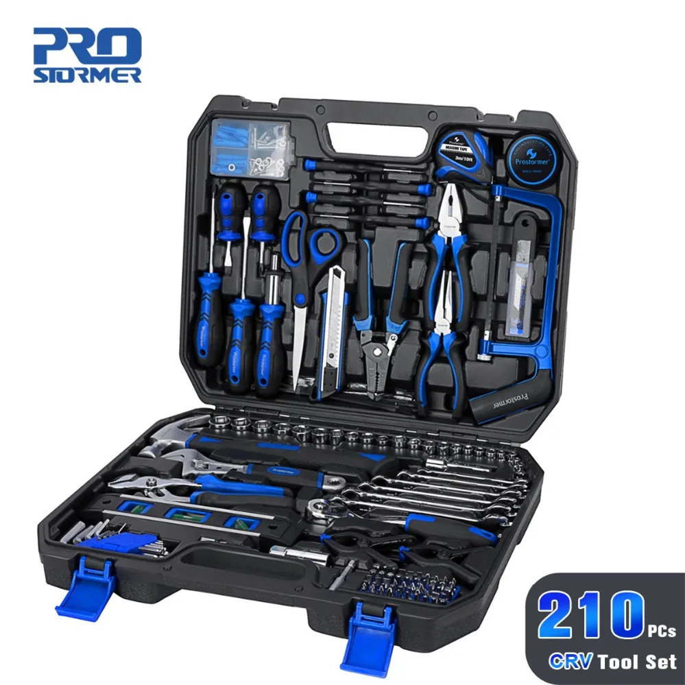 PROSTORMER 210PC Set Car Repair Hand Tool Saw Ratchet Wrench Sleeve Pliers Saw Manual Full Professional Repair Tool Kit
PROSTORMER 210PC Set Car Repair Hand Tool Saw Ratchet Wrench Sleeve Pliers Saw Manual Full Professional Repair Tool Kit