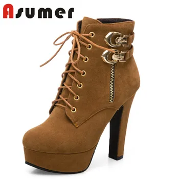 ASUMER New arrive high quality autumn winter women boots lace platform ankle boots prom shoes hight heels Plus size 35-50
ASUMER New arrive high quality autumn winter women boots lace platform ankle boots prom shoes hight heels Plus size 35-50