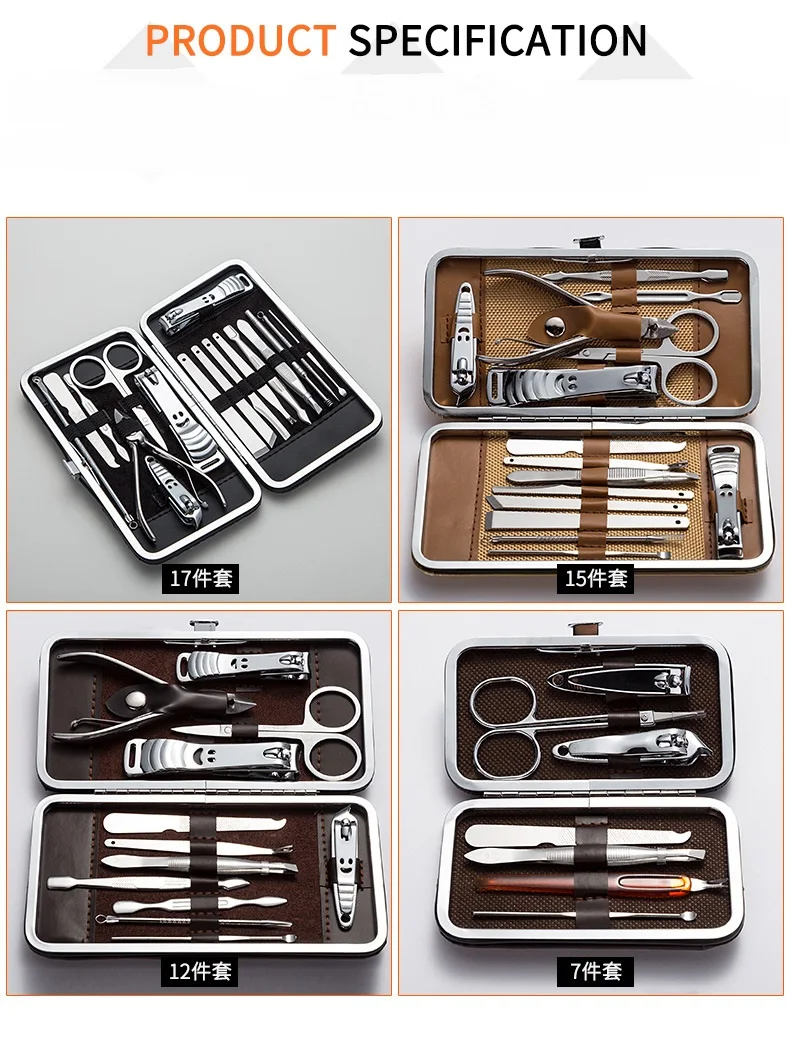12/15/17PCS/Set Stainless Steel Nail Art Manicure Tools Set Nails Clipper Scissors Tweezer Knife Manicure Sets For Nail Manicur
12/15/17PCS/Set Stainless Steel Nail Art Manicure Tools Set Nails Clipper Scissors Tweezer Knife Manicure Sets For Nail Manicur