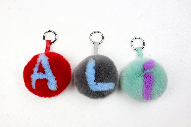 A-Z Letters Real Rabbit Fur Small 10Cm Ornament*