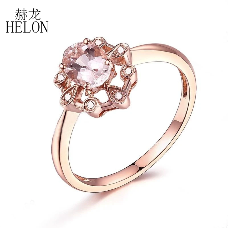 HELON Pave Natural Diamond Oval 6x4mm Morganite Ring Solid 10K Rose Gold Engagement Wedding Fine Jewelry Gemstone Diamonds Ring
HELON Pave Natural Diamond Oval 6x4mm Morganite Ring Solid 10K Rose Gold Engagement Wedding Fine Jewelry Gemstone Diamonds Ring