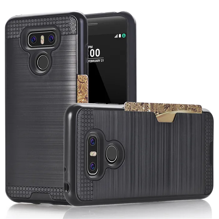 

For LG G6 5.7" case Hybrid PC & TPU Rugged Armor Brushed Coque for LG G6 Silicone Protector Case Cover With Card Slot Phone Case