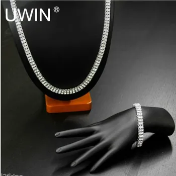 UWIN Mens Necklace Bracelet Set color Color Iced Out 30" 2 Row Rhinestone Crystal Hip-Hop Necklace Chain Bracelet Jewelry Set
UWIN Mens Necklace Bracelet Set color Color Iced Out 30" 2 Row Rhinestone Crystal Hip-Hop Necklace Chain Bracelet Jewelry Set