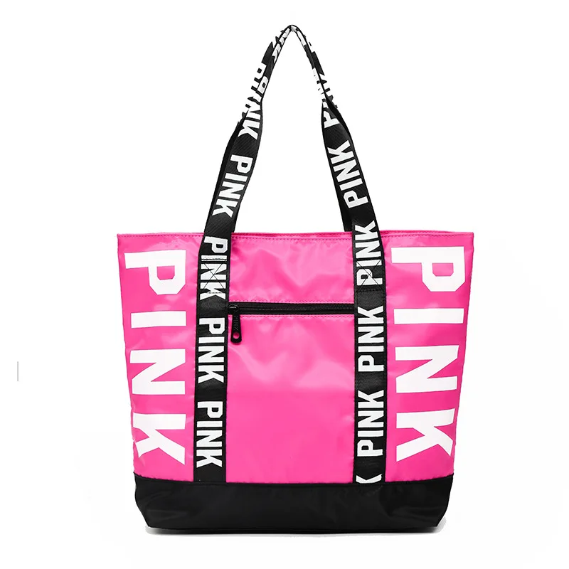 

2019 da moda Sacos de Ombro Menina Rosa Letra Logo Mulheres de Grande Capacidade Shopping Bag Bolsas women handbags