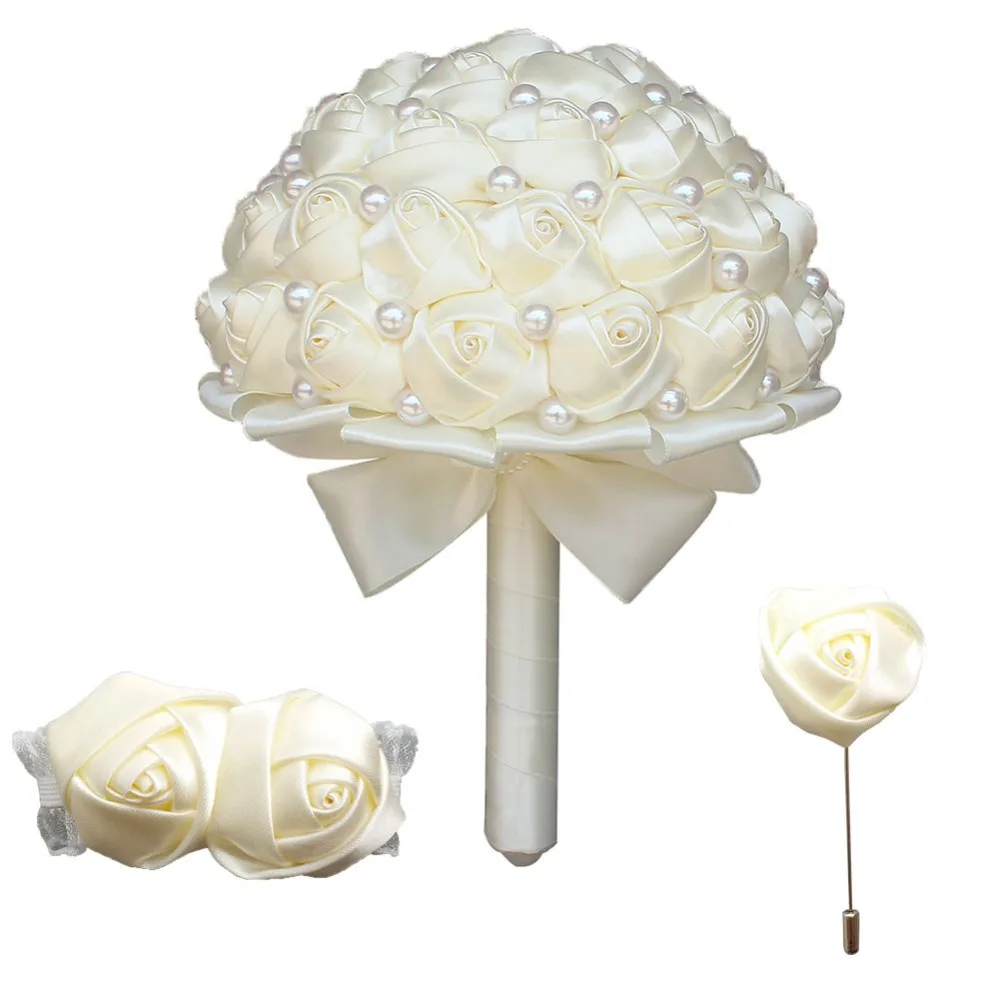 Cheap Ivory Bridesmaid Wedding Foam Bouquets Ribbon Pearl Beaded Bouquet Customized Bridal Bouquets Set T1380
Cheap Ivory Bridesmaid Wedding Foam Bouquets Ribbon Pearl Beaded Bouquet Customized Bridal Bouquets Set T1380
