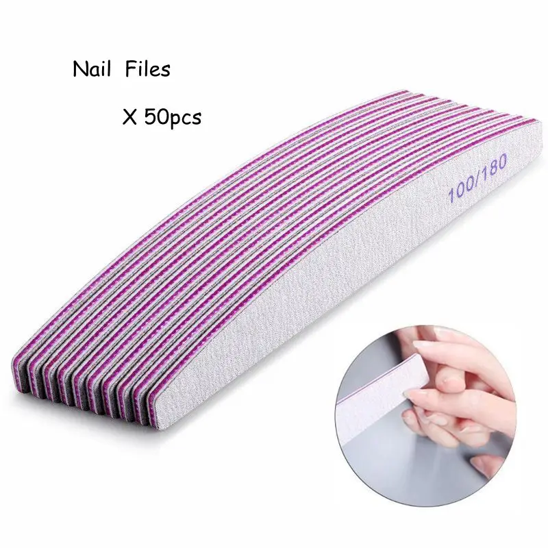 50Pcs/Lot Curved Professional Nail File 100/180 Sanding Buffer Double Side Grey Crescent Nail Files Manicure Pedicure Tools NF01
50Pcs/Lot Curved Professional Nail File 100/180 Sanding Buffer Double Side Grey Crescent Nail Files Manicure Pedicure Tools NF01
