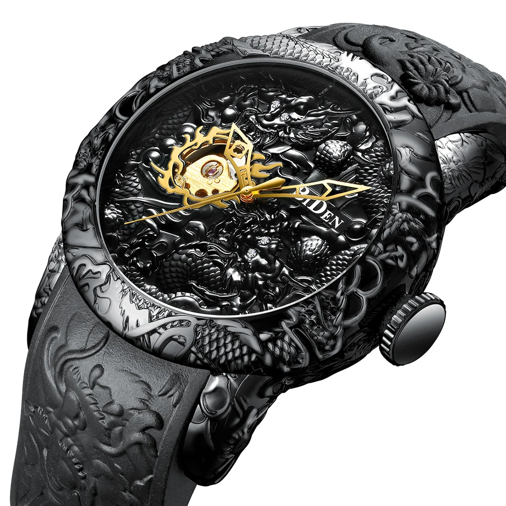 Fashion Automatic Mechanical Men's Watch Gold Dragon Sculpture Watch Men Quartz Clock Top Brand Luxury Waterproof Sports Watches
Fashion Automatic Mechanical Men's Watch Gold Dragon Sculpture Watch Men Quartz Clock Top Brand Luxury Waterproof Sports Watches