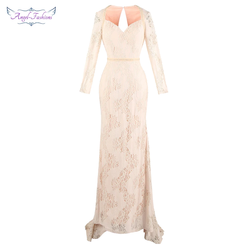 Angel-fashions Women's Long Sleeve Lace Evening Dresses Court Train Cut Out Maxi Gown W-181207-S
Angel-fashions Women's Long Sleeve Lace Evening Dresses Court Train Cut Out Maxi Gown W-181207-S