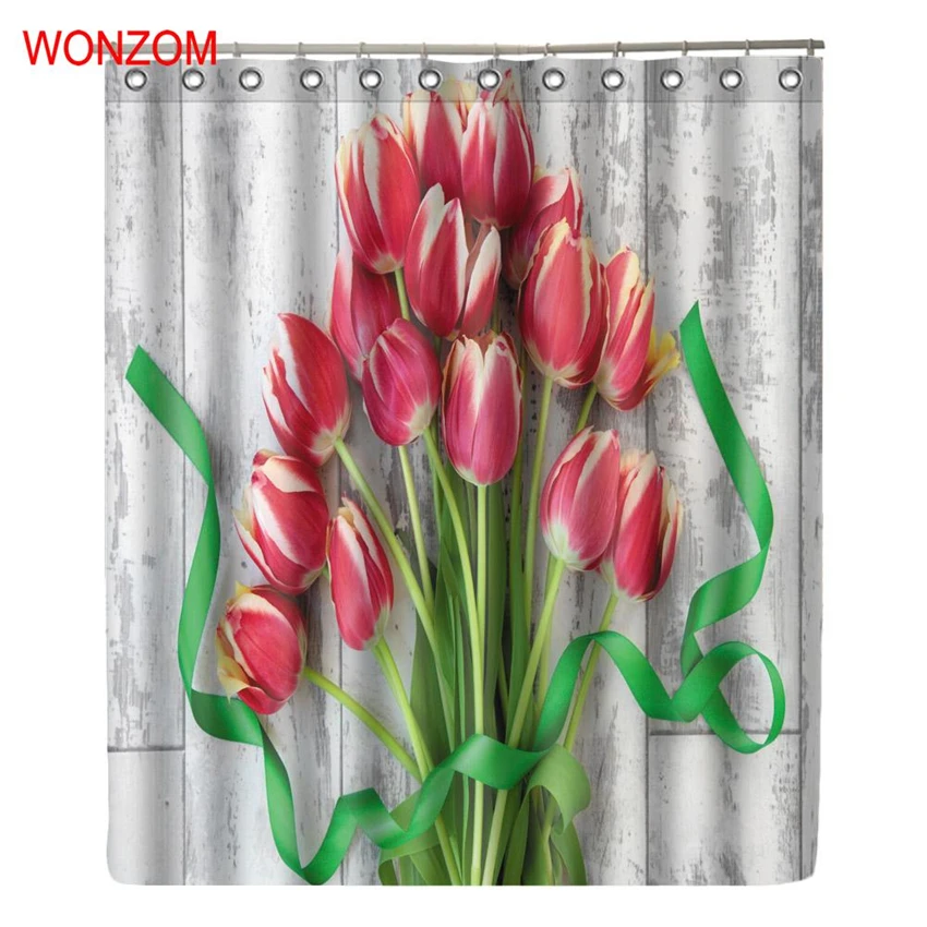 WONZOM Tulip Shower Curtain Fabric Bathroom Decor Decoration Cortina De Bano Polyester Flower Bath Curtain With Hooks
WONZOM Tulip Shower Curtain Fabric Bathroom Decor Decoration Cortina De Bano Polyester Flower Bath Curtain With Hooks