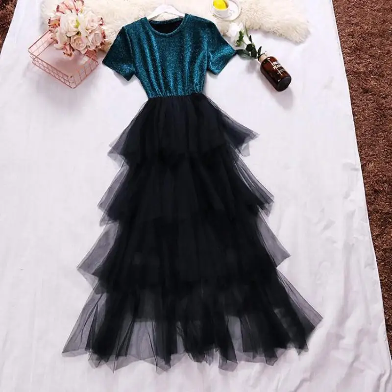 New Women Patchwork Lace Dress Fashion Summer Short Sleeve Slim Bling Dresses 2019 Woman Layer Mesh Long Robe Femme Vestidos
New Women Patchwork Lace Dress Fashion Summer Short Sleeve Slim Bling Dresses 2019 Woman Layer Mesh Long Robe Femme Vestidos