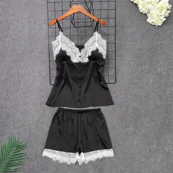 BLACK Summer Sexy Pajamas Robe Sleepwear Sleep Sets Womens 2pcs Strap Top Pants Suit Casual Home Wear Nightwear Bath Gown M-XL
BLACK Summer Sexy Pajamas Robe Sleepwear Sleep Sets Womens 2pcs Strap Top Pants Suit Casual Home Wear Nightwear Bath Gown M-XL