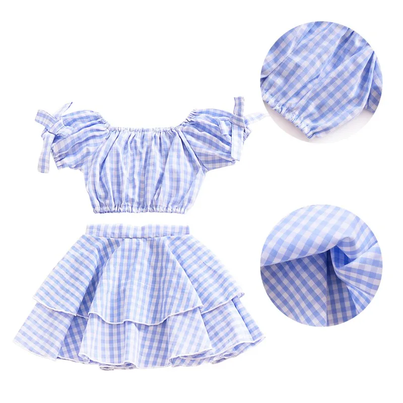 Hot Summer Baby Girl Clothing Set Blue Plaid Bow Puff Sleeve Shirt Pleated Cake Short Dress Clothing Set
Hot Summer Baby Girl Clothing Set Blue Plaid Bow Puff Sleeve Shirt Pleated Cake Short Dress Clothing Set