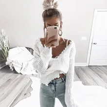 Fanco Tassel Deep V Knitte Sweater Pullover Female Autumn Winter Long Sleeve Knit Crochet Sweaters Women Cropped Jumper Pull Top
Fanco Tassel Deep V Knitte Sweater Pullover Female Autumn Winter Long Sleeve Knit Crochet Sweaters Women Cropped Jumper Pull Top