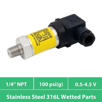 0 100 psi gauge, pressure sensor 0.5 4.5V amplified signal, 1 4 in npt transducer, 5V power, AISI 316L diaphragm wetted parts
0 100 psi gauge, pressure sensor 0.5 4.5V amplified signal, 1 4 in npt transducer, 5V power, AISI 316L diaphragm wetted parts