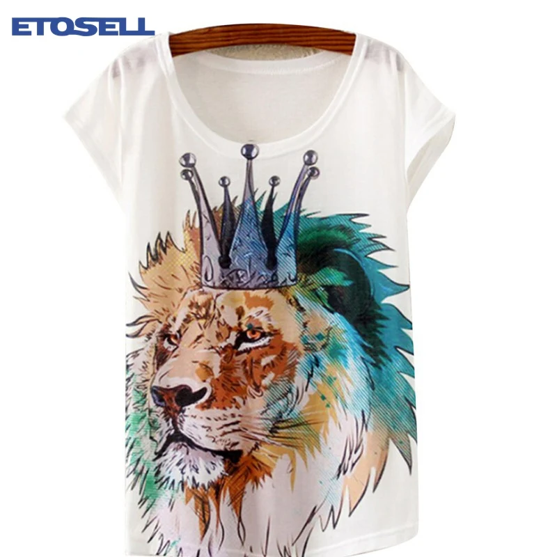 2018 Summer Round Collar T Shirt for Women Ink Painting Horse Lion Pattern Print T-Shirt Female Clothes Cap sleeve harajuku Tops
2018 Summer Round Collar T Shirt for Women Ink Painting Horse Lion Pattern Print T-Shirt Female Clothes Cap sleeve harajuku Tops
