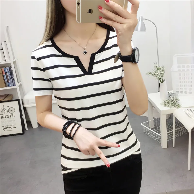 MRMT Stripes Womens T-Shirt V Collar T Shirts Skinny Half Sleeve Clothes Women Slim Under Wear Tshirt Casual Top Tees For Female MRMT Stripes Womens T-Shirt V Collar T Shirts Skinny Half Sleeve Clothes Women Slim Under Wear Tshirt Casual Top Tees For Female