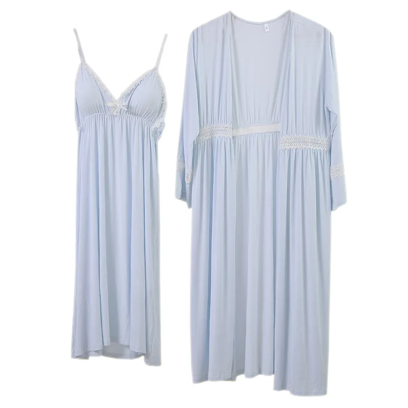 Autumn Ladies Sleeping Skirt Modal Sexy Lingerie Sling Belt 2-piece Sleepwear Lace Pure Colored Sleepwear Breast Pad Night Gown
Autumn Ladies Sleeping Skirt Modal Sexy Lingerie Sling Belt 2-piece Sleepwear Lace Pure Colored Sleepwear Breast Pad Night Gown