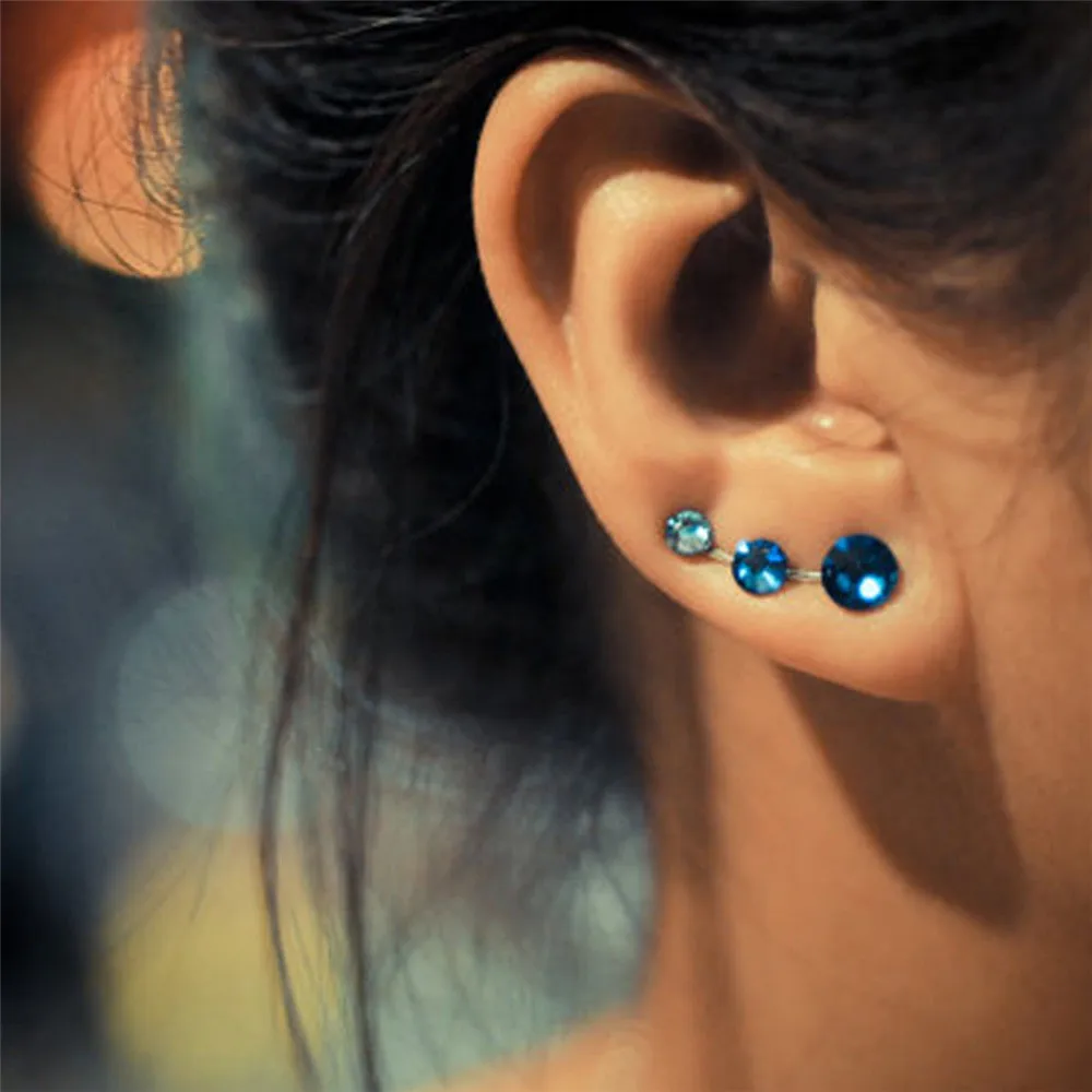 

1 Pair Fashion Ear Crawler Crystal Earrings Vine Bar Rhinestone Set Cuff Climber