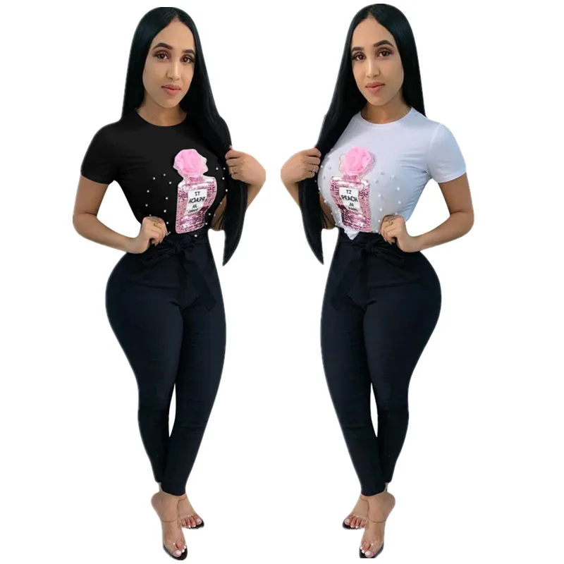 2019 hot new style, fashionable African style, pearl sequined front applique T-shirt, women's tops
2019 hot new style, fashionable African style, pearl sequined front applique T-shirt, women's tops