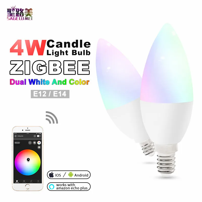 zigbee zll led 4W RGB+CCT candle light bulb Lamp Smart Phone APP control AC100-240V E12/E14 work with Amazon Echo free shipping
zigbee zll led 4W RGB+CCT candle light bulb Lamp Smart Phone APP control AC100-240V E12/E14 work with Amazon Echo free shipping