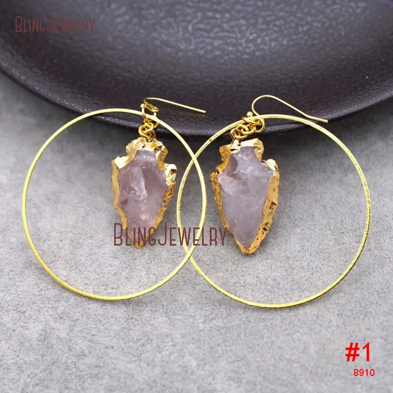 20180424-ER8914-Pure Gold Color Arrowhead Hoop Earrings Crystal Hoop Earrings_1