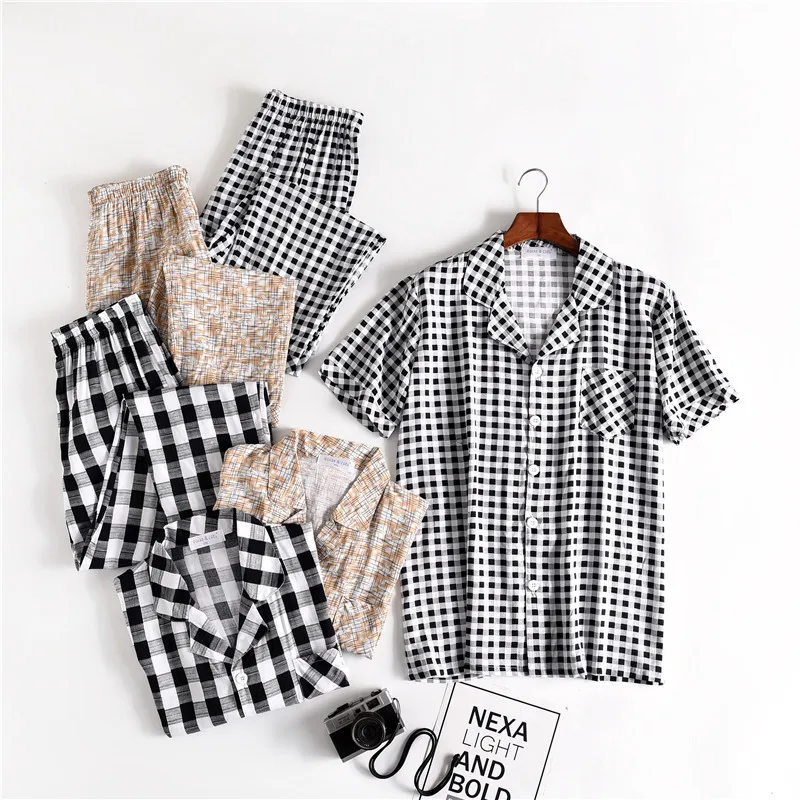 Summer New Mens Cool Comfortable Pajama Set Short-sleeved Trousers Men Sleepwear Sexy Pyjamas Pijama Hombre Men Pijamas Big Size
Summer New Mens Cool Comfortable Pajama Set Short-sleeved Trousers Men Sleepwear Sexy Pyjamas Pijama Hombre Men Pijamas Big Size