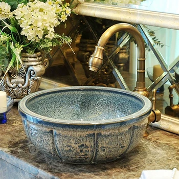 Europe Vintage Style Art Porcelain Countertop Basin Sink Handmade Vessel Sinks Vanities glazed ceramic wash basin Bathroom sink
Europe Vintage Style Art Porcelain Countertop Basin Sink Handmade Vessel Sinks Vanities glazed ceramic wash basin Bathroom sink