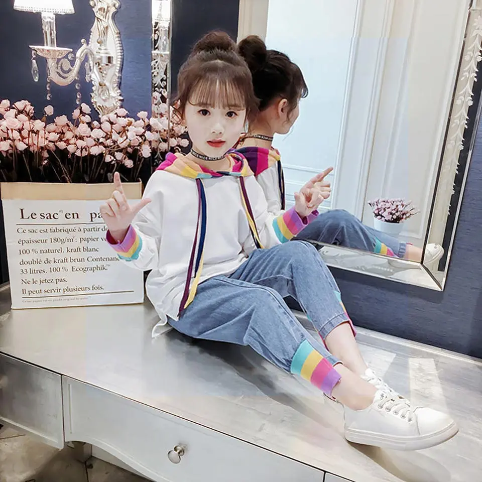 Girls Clothing Sets Spring Autumn Girls Sport Suit Hoodie Long Sleeve Sweatshirt + Jeans Pants Kids 2PCS/ set 6 8 10 12 Year
Girls Clothing Sets Spring Autumn Girls Sport Suit Hoodie Long Sleeve Sweatshirt + Jeans Pants Kids 2PCS/ set 6 8 10 12 Year