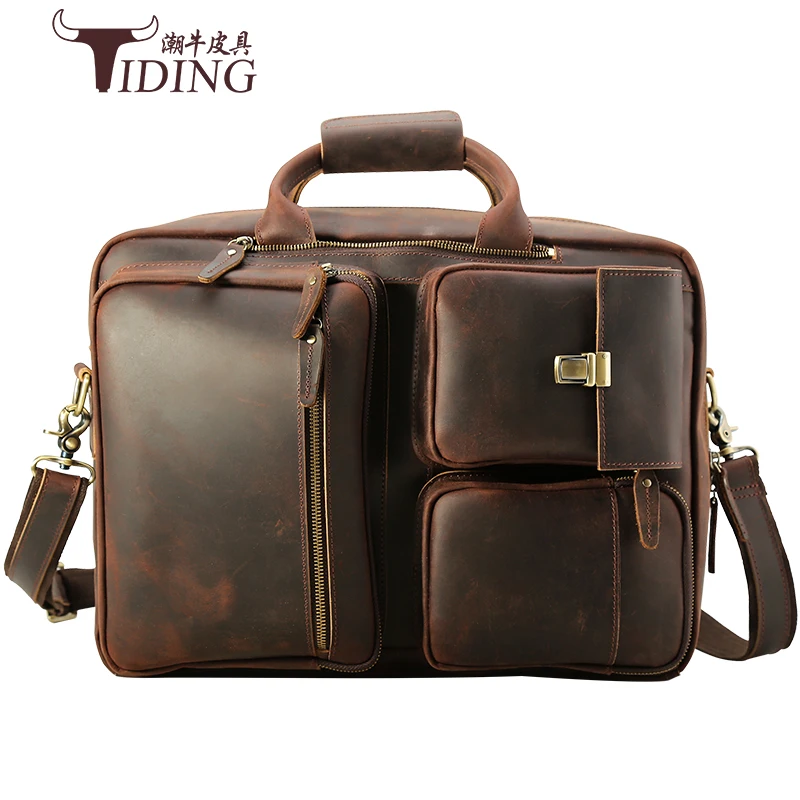 17" Laptop Briefcase Travel Crazy Horse Leather Handbag Bags For Men Large Capacity Vintage Briefcases Shoulder Messenger Bag
17" Laptop Briefcase Travel Crazy Horse Leather Handbag Bags For Men Large Capacity Vintage Briefcases Shoulder Messenger Bag