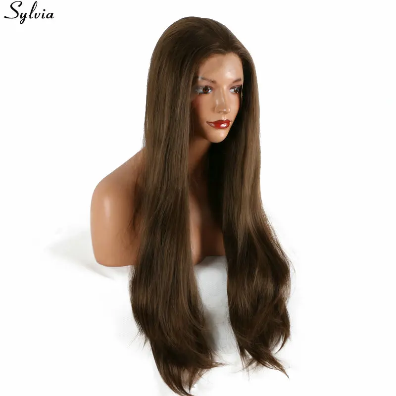 Sylvia Natural Brown Hair Wigs Long 