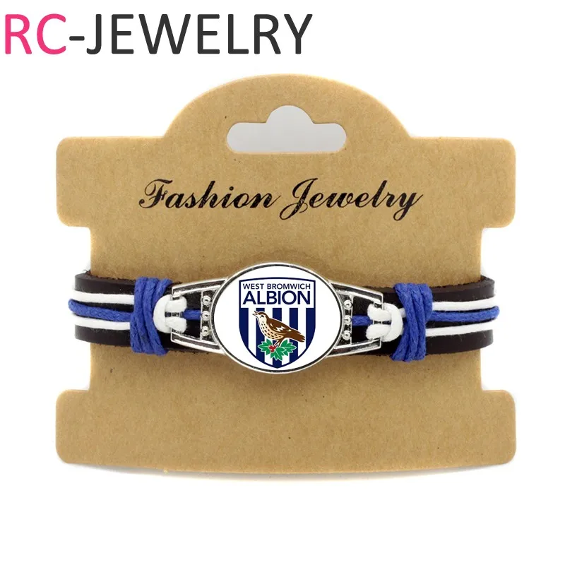 Image 16# 10pcs lot! footballfans gifts West Bromwich Albion F Soccer football  Teams genuine leather  handmade Bracelet For Men Women