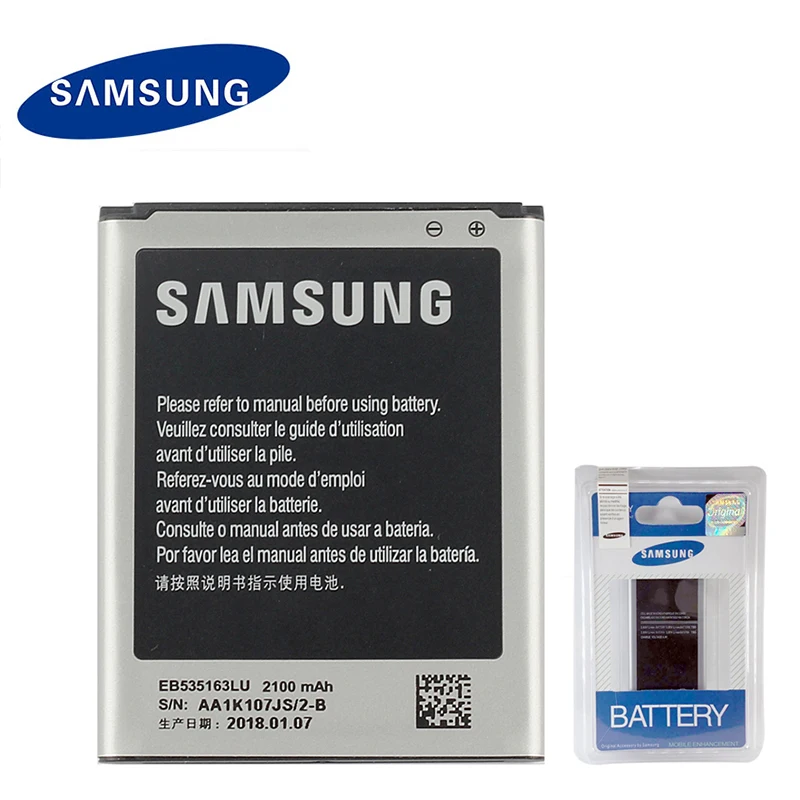SAMSUNG Original Replacement Battery EB535163LU For Samsung I9082 Galaxy Grand DUOS I9080 I879 I9118 Neo+ i9168 i9060 2100mAh
SAMSUNG Original Replacement Battery EB535163LU For Samsung I9082 Galaxy Grand DUOS I9080 I879 I9118 Neo+ i9168 i9060 2100mAh